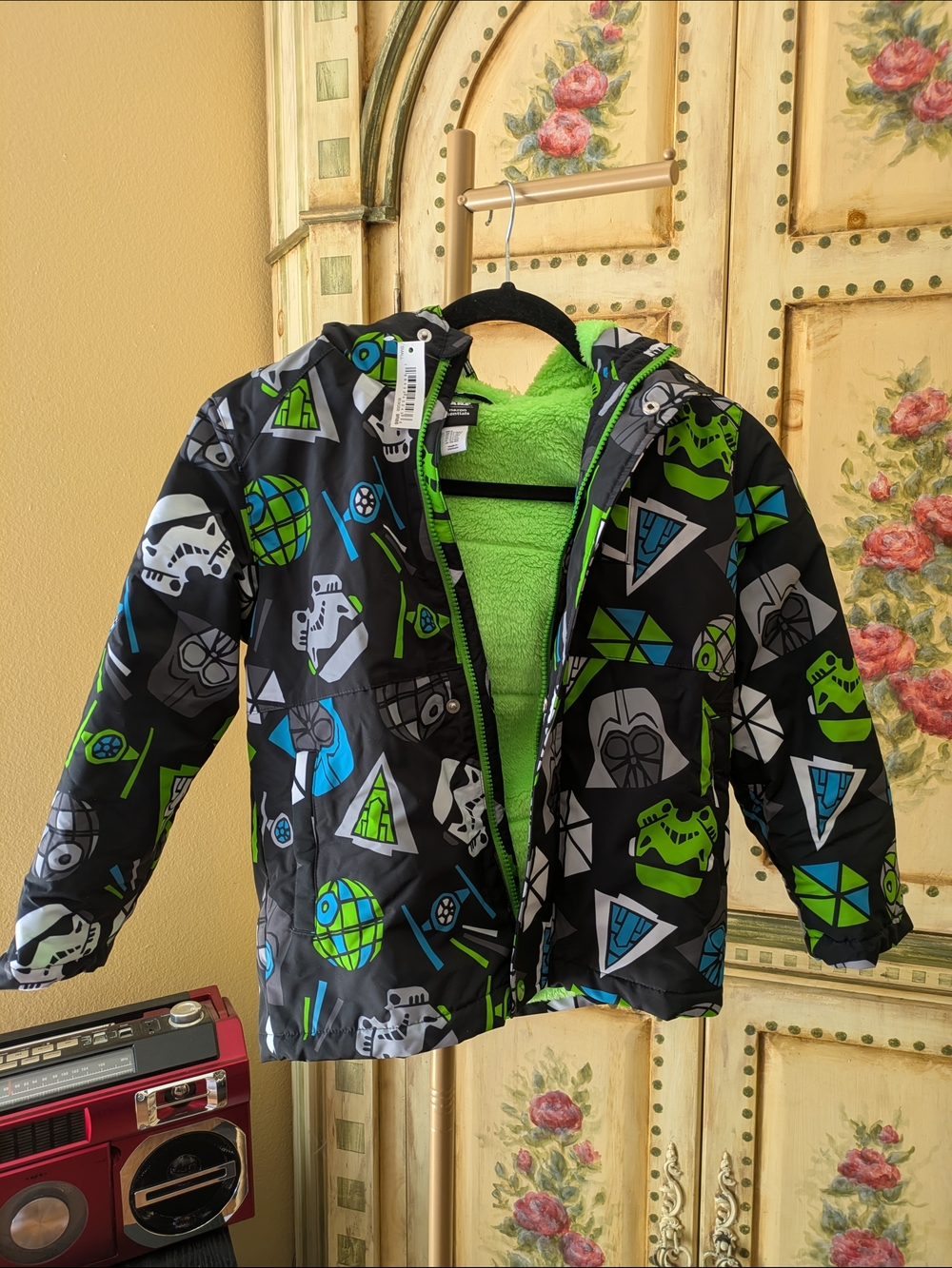 Star Wars Black Jacket with Green and Blue Graphic Print Sz S New